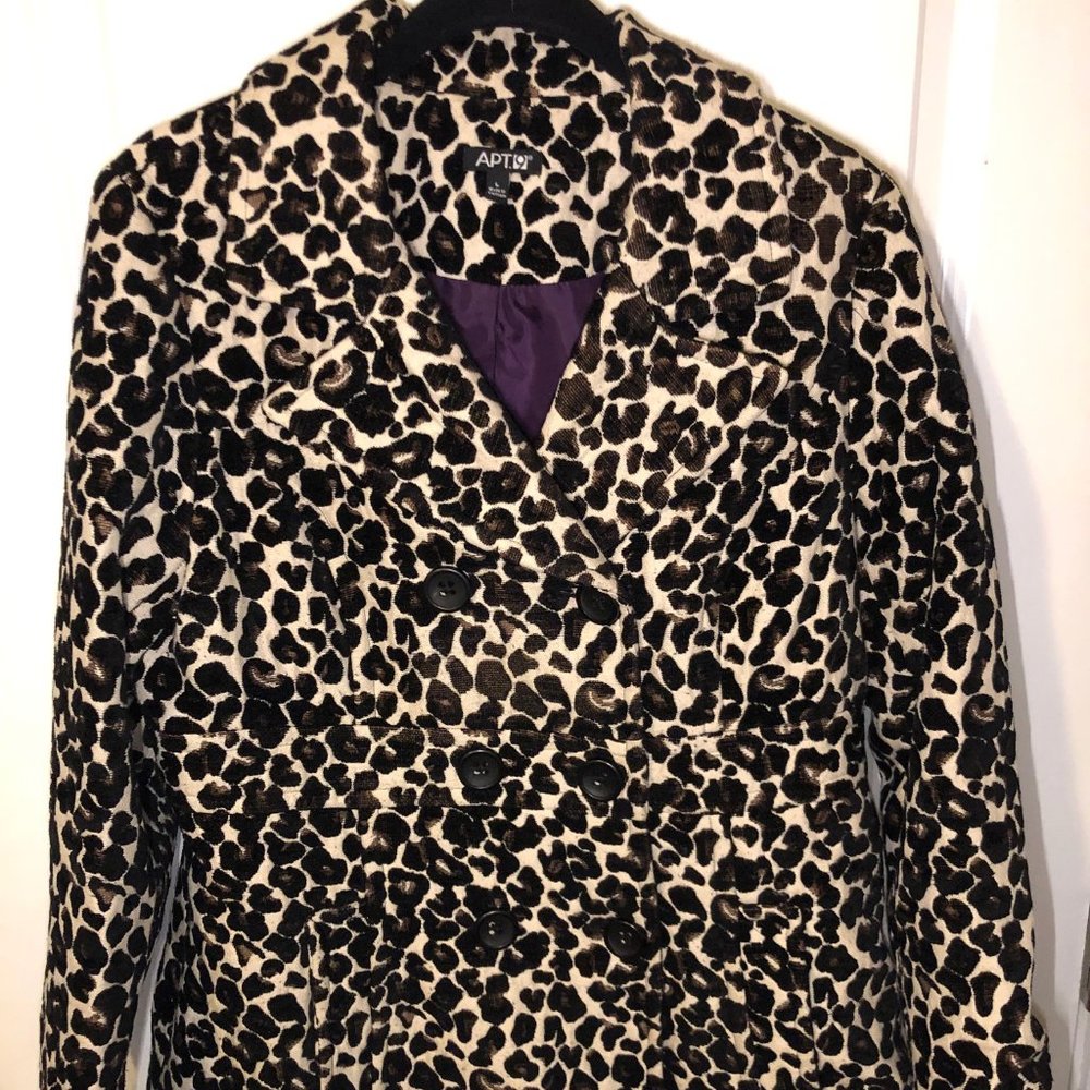 Apt 9 Leopard Print Double Breasted Jacket (Lg)